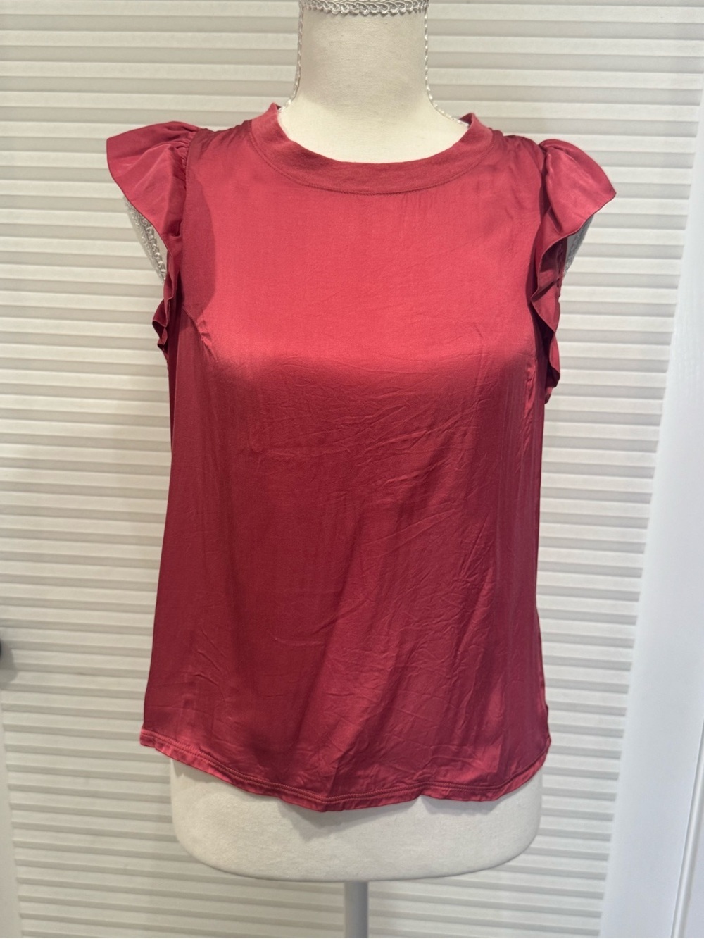 Nation LTD Paulette Satin Ruffle Sleeve Shell - Rose 0966